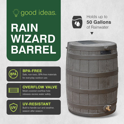 Rain Wizard 50 Gallon Rain Barrel Water Collector, (Open Box)