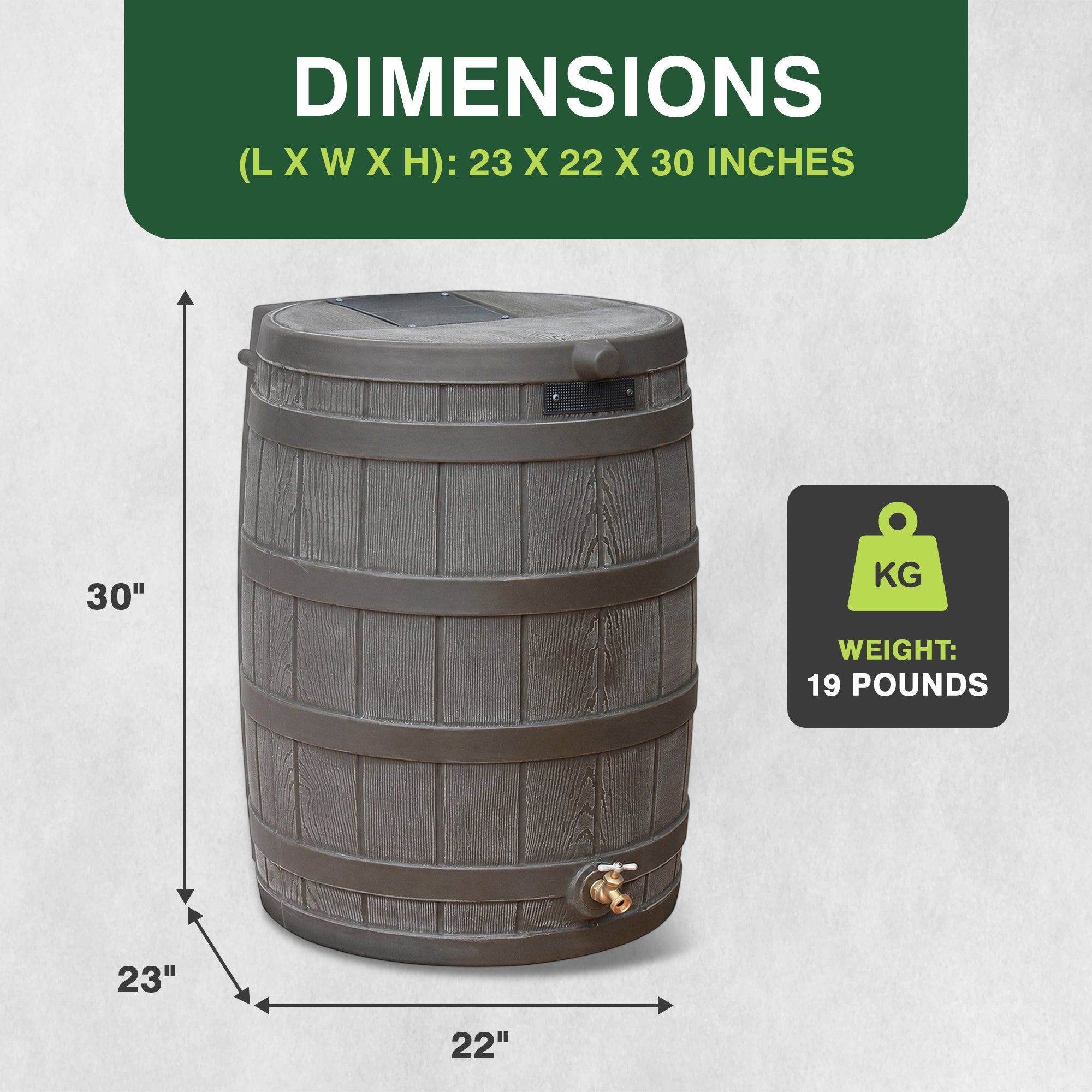 Good Ideas RW50 Rain Wizard 50 Gallon Plastic Rain Barrel Water Collector, Oak