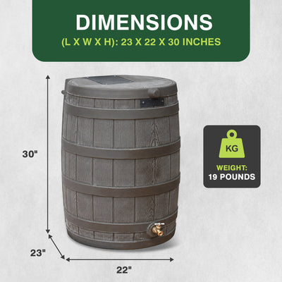 Good Ideas RW50 Rain Wizard 50 Gallon Plastic Rain Barrel Water Collector, Oak