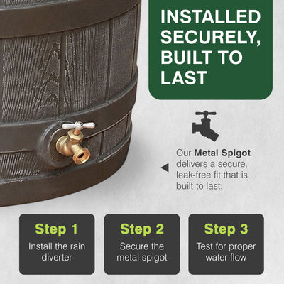 Rain Wizard 50 Gallon Rain Barrel Water Collector, (Open Box)