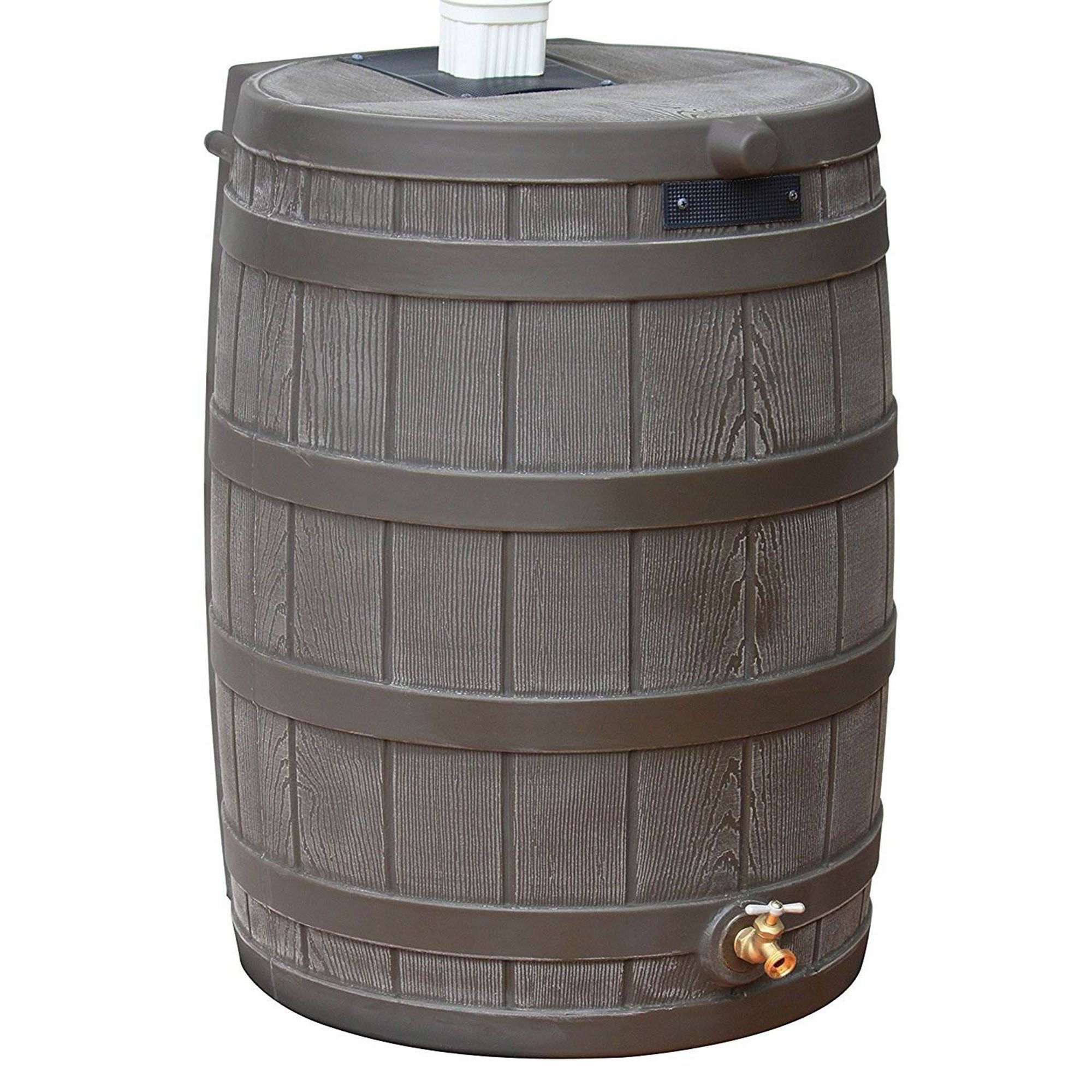 Good Ideas RW50 Rain Wizard 50 Gallon Plastic Rain Barrel Water, Oak (10 Pack)