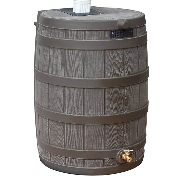 Good Ideas Rain Wizard 50 Gallon Rain Barrel Water Collector, Oak (2 Pack) - VMInnovations