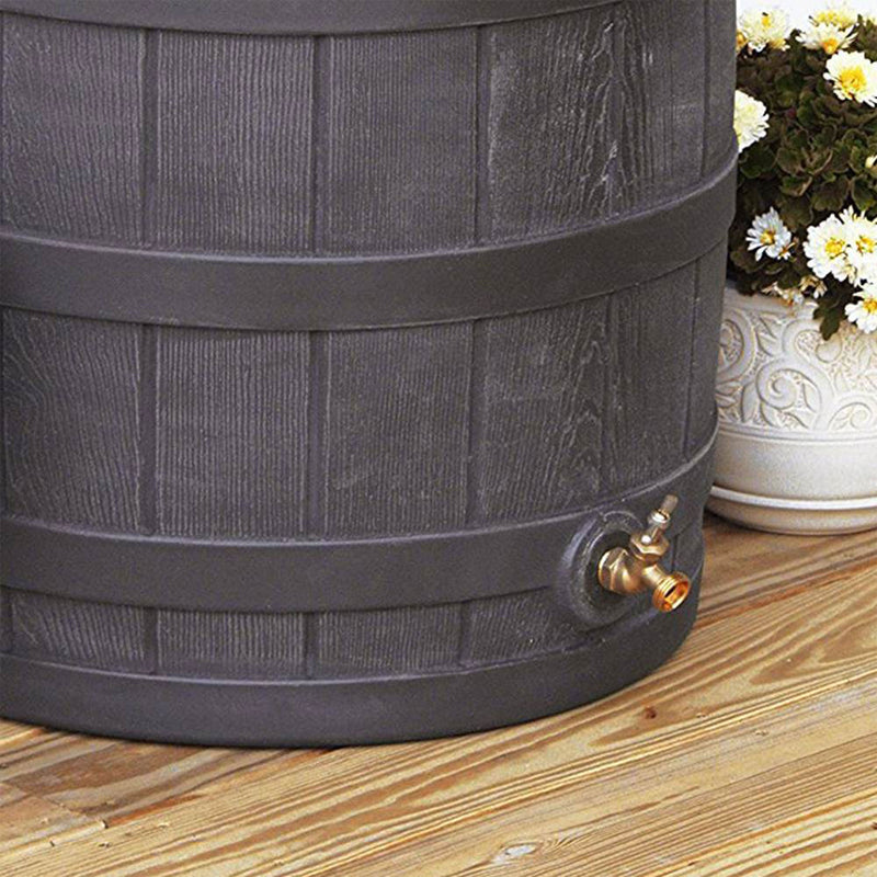 Good Ideas Rain Wizard 50 Gallon Plastic Rainwater Collection Barrel, Oak (Used)