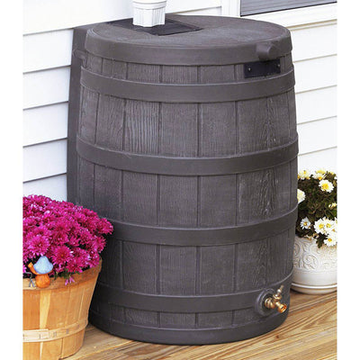 Good Ideas RW50 Rain Wizard 50 Gallon Plastic Rain Barrel Water, Oak (10 Pack)