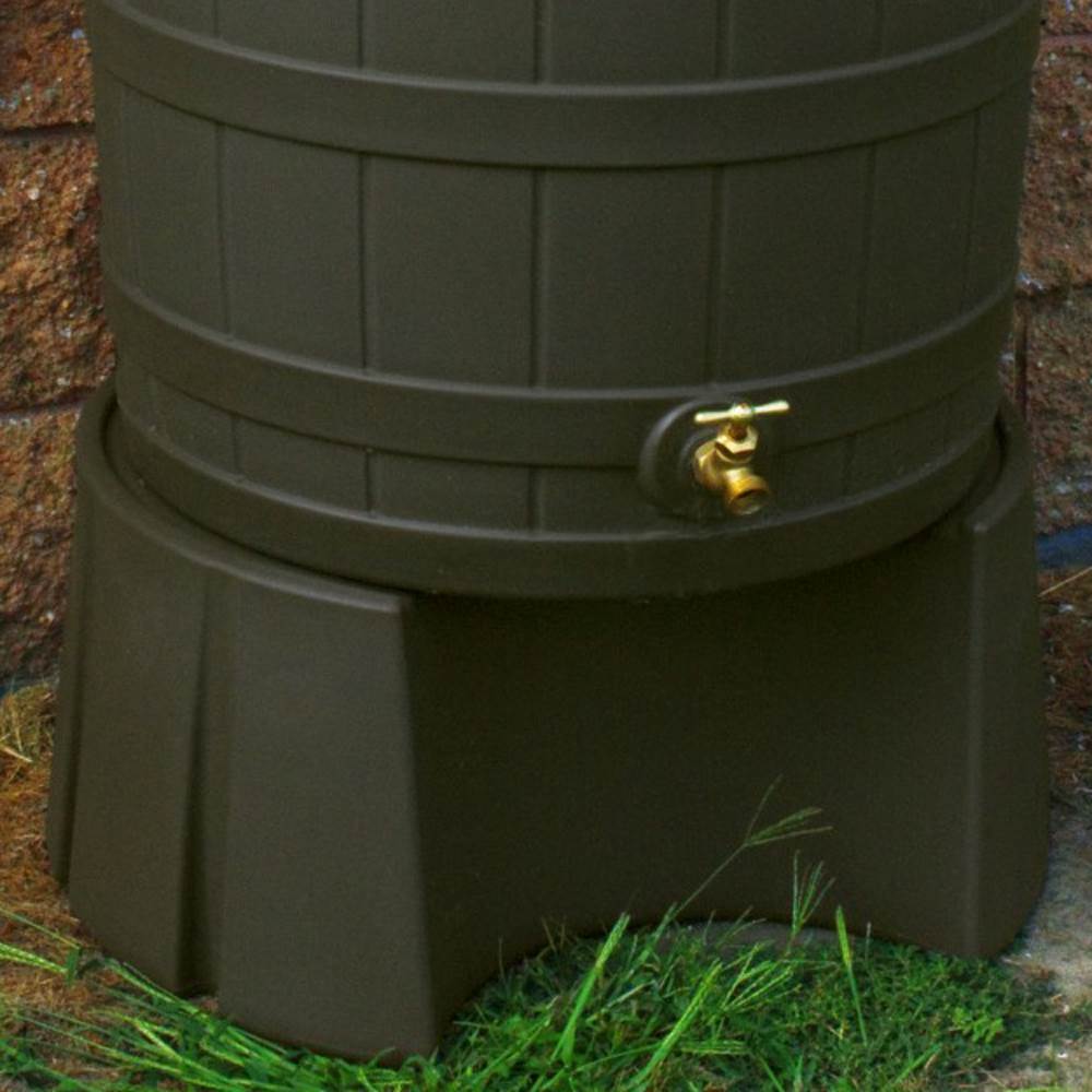 Good Ideas Rain Wizard 50 Gallon Plastic Rain Barrel Bundled with Stand, Oak - VMInnovations