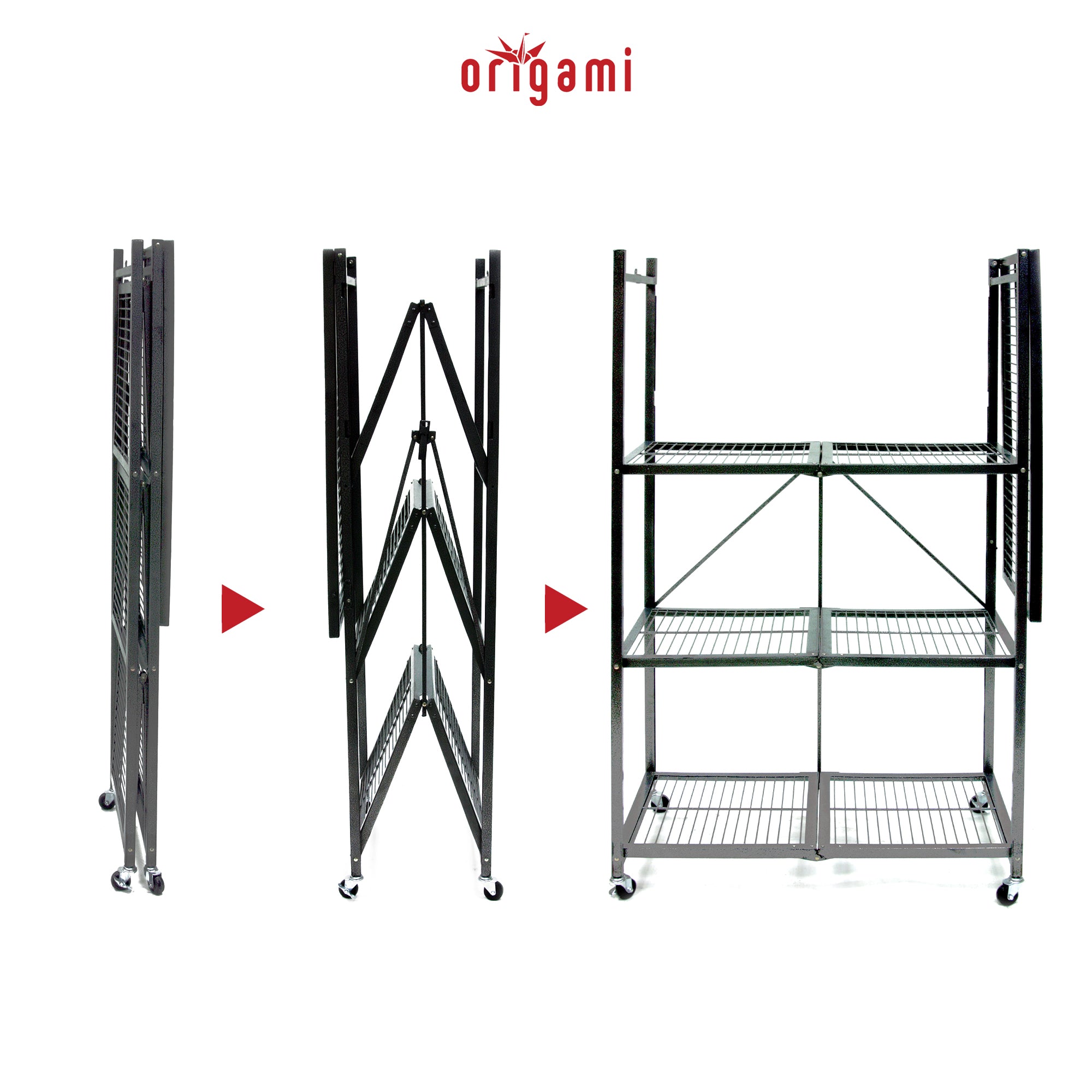 Origami Wheeled 4-Shelf Folding Steel Shelving, 2pk(21"x36"x60") (For Parts) - VMInnovations