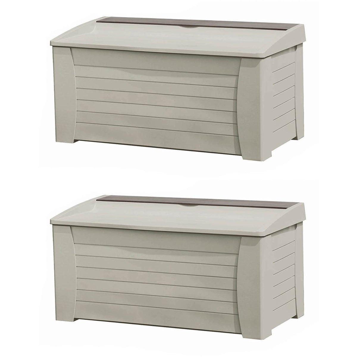 Suncast 127 Gallon Capacity Resin Outdoor Patio Storage Deck Box & Seat (2 Pack)