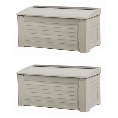 Suncast 127 Gallon Capacity Resin Outdoor Patio Storage Deck Box & Seat (2 Pack)