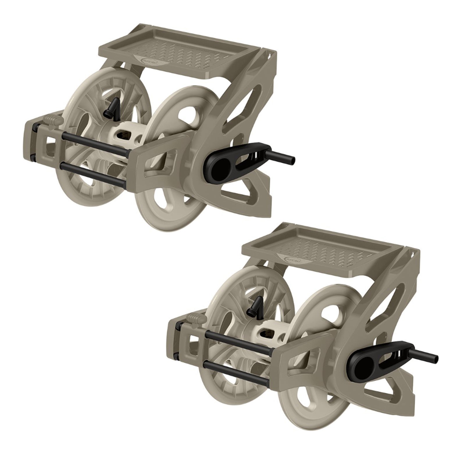 Suncast 175 Foot Slide Trak Garden Hose Handler Wall Mounted Hose Reel (2 Pack) - VMInnovations