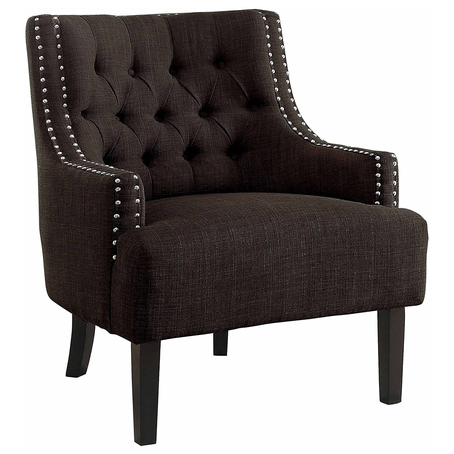 Homelegance Diamond Tufted Upholstered Accent Chair, 18 Inches High, Chocolate