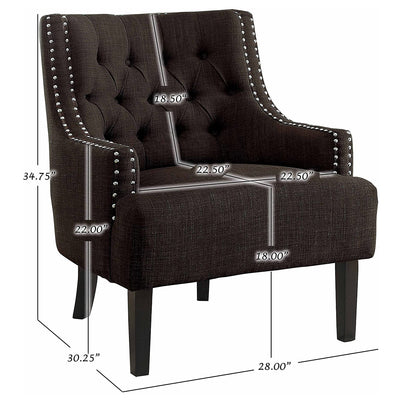 Homelegance Diamond Tufted Upholstered Accent Chair, 18 Inches High, Chocolate
