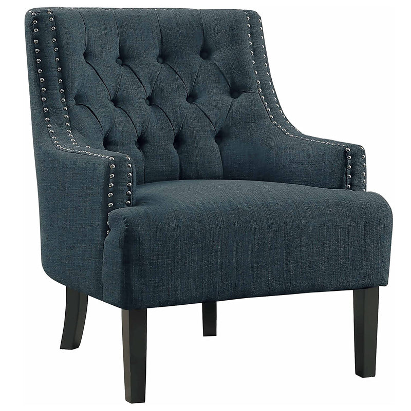 Homelegance Upholstered Diamond Tufted 18 Inch High Accent Chair, Indigo (Used)