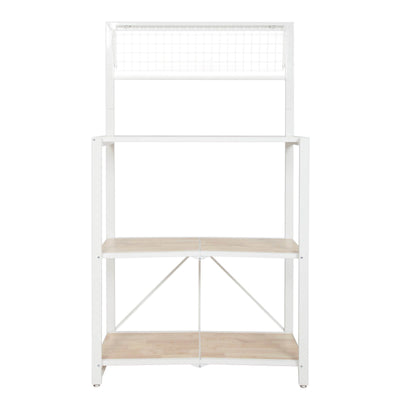 Origami Folding 4-Tier Heavy Duty Steel Baker's Rack with Wood Shelf, White