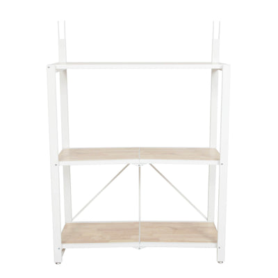 Origami Folding 4-Tier Heavy Duty Steel Baker's Rack with Wood Shelf, White