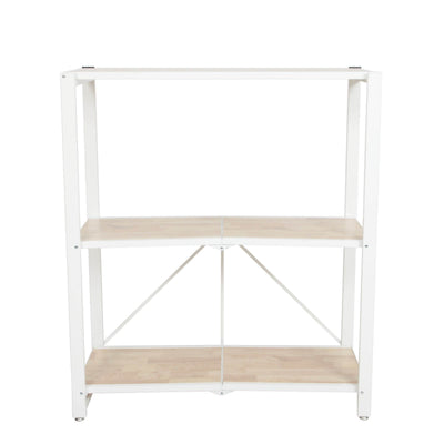 Origami Folding 4-Tier Heavy Duty Steel Baker's Rack with Wood Shelf, White