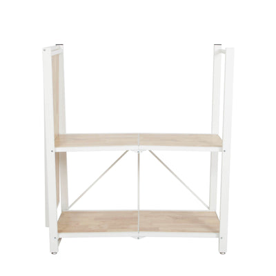 Origami Folding 4-Tier Heavy Duty Steel Baker's Rack with Wood Shelf, White