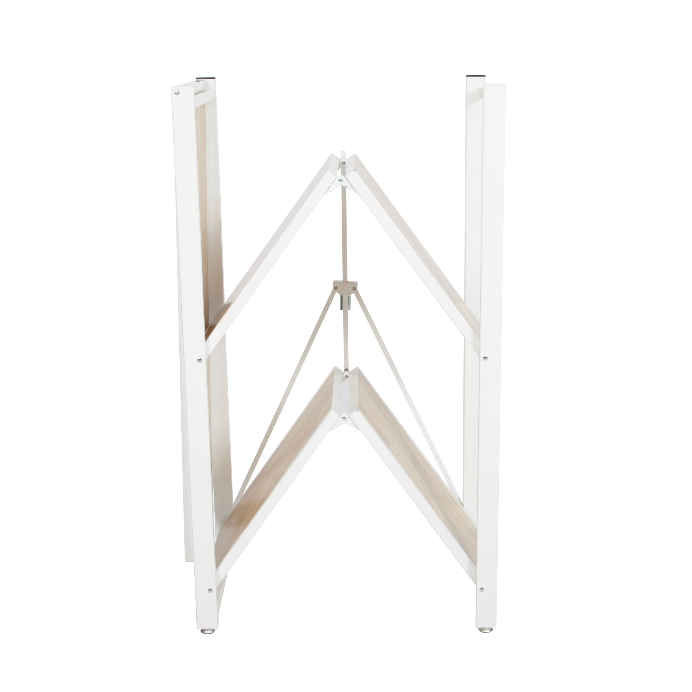Origami Folding 4-Tier Heavy Duty Steel Baker's Rack with Wood Shelf, White
