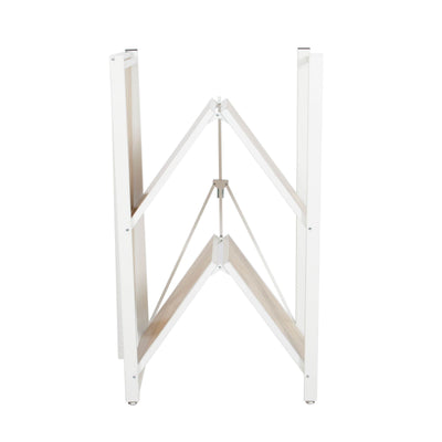 Origami Folding 4-Tier Heavy Duty Steel Baker's Rack with Wood Shelf, White