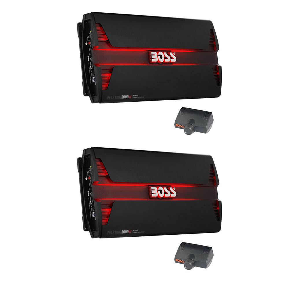 Boss Audio 3000W 2 Channel Car Audio Amplifier Power LED Amp & Remote (2 Pack)
