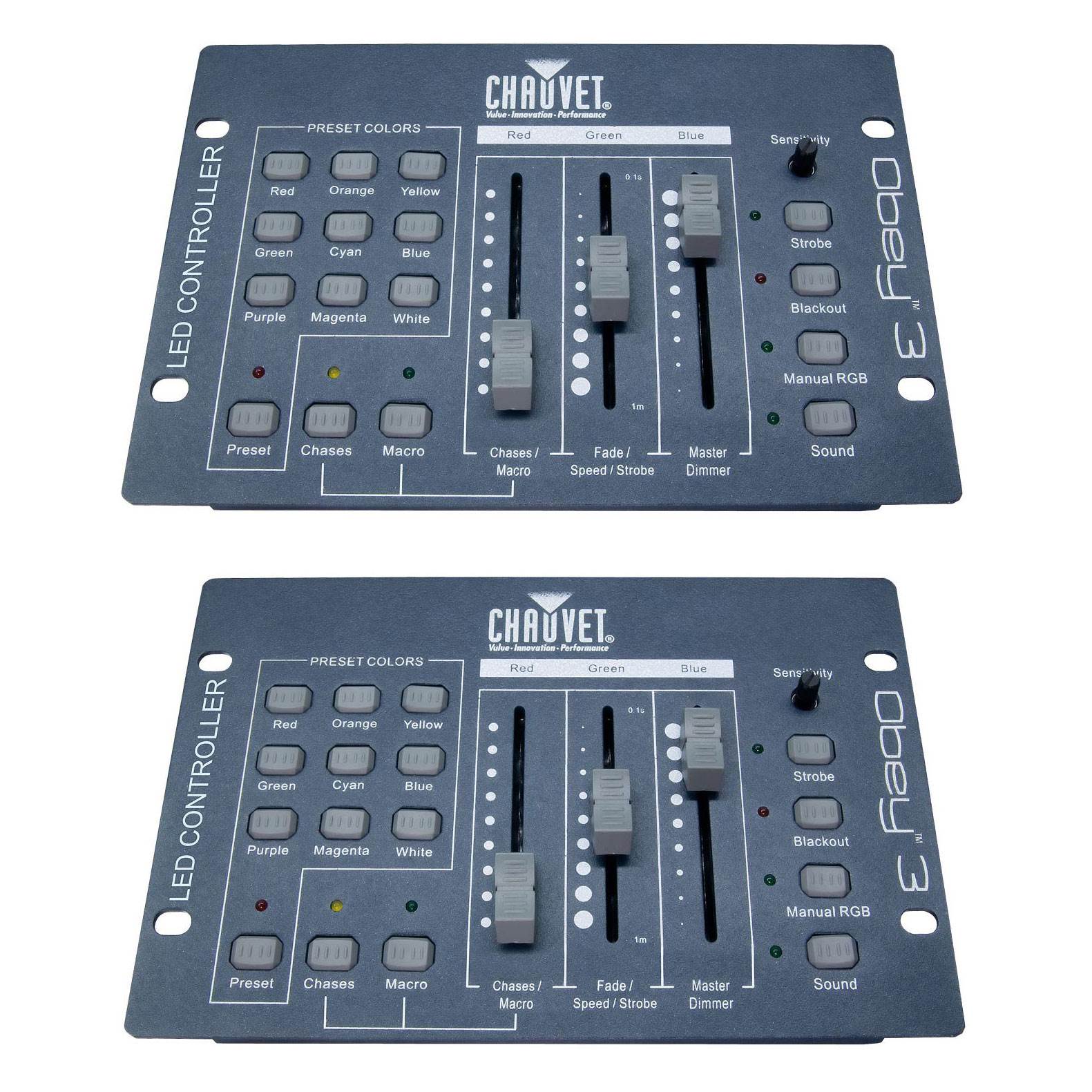 Chauvet DJ OBEY 3 DMX 512 Adjustable Sound Active LED Light Controller (2 Pack)