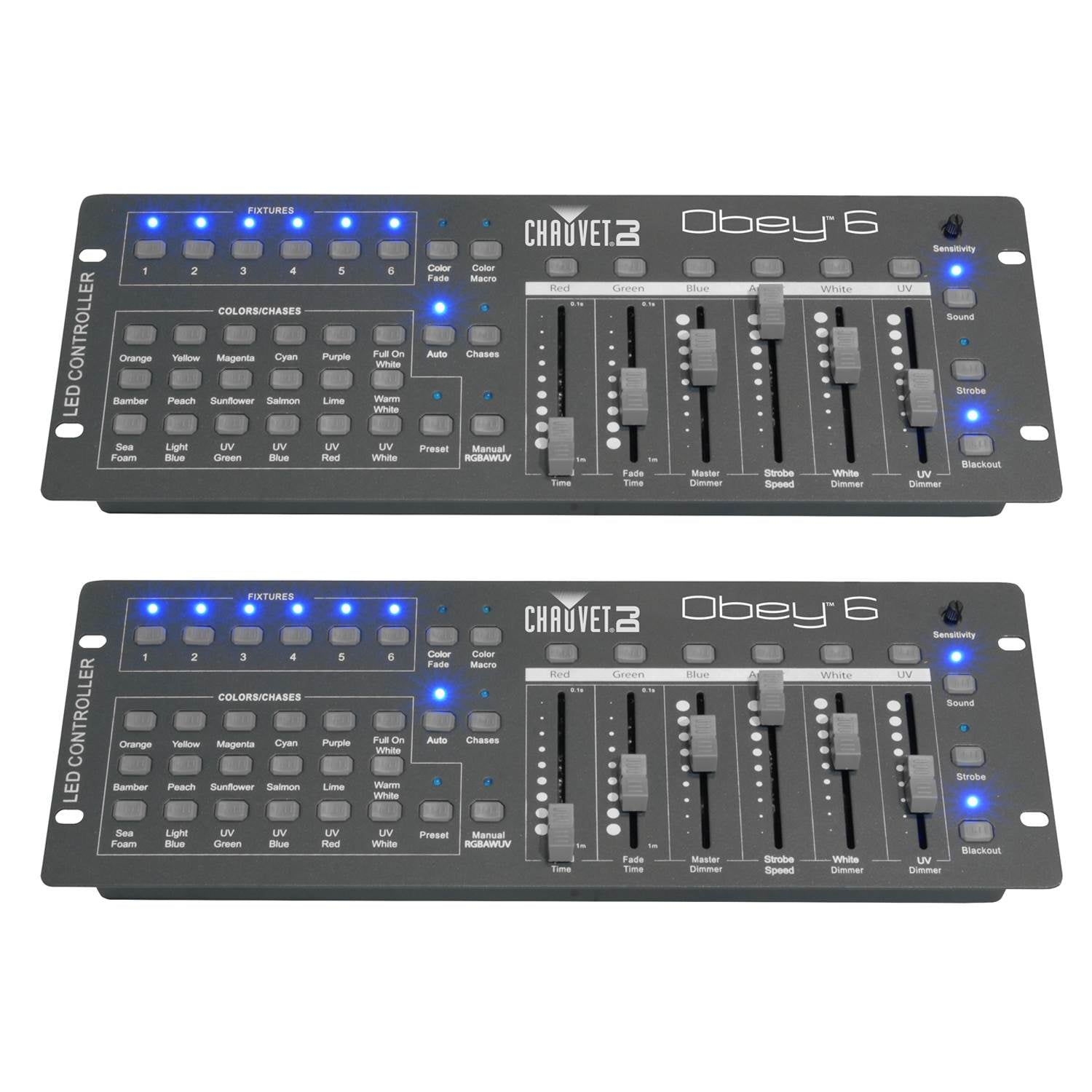 Chauvet 6-Channel DMX Universal DJ Lighting Controller Up To 6 Fixtures (2 Pack)
