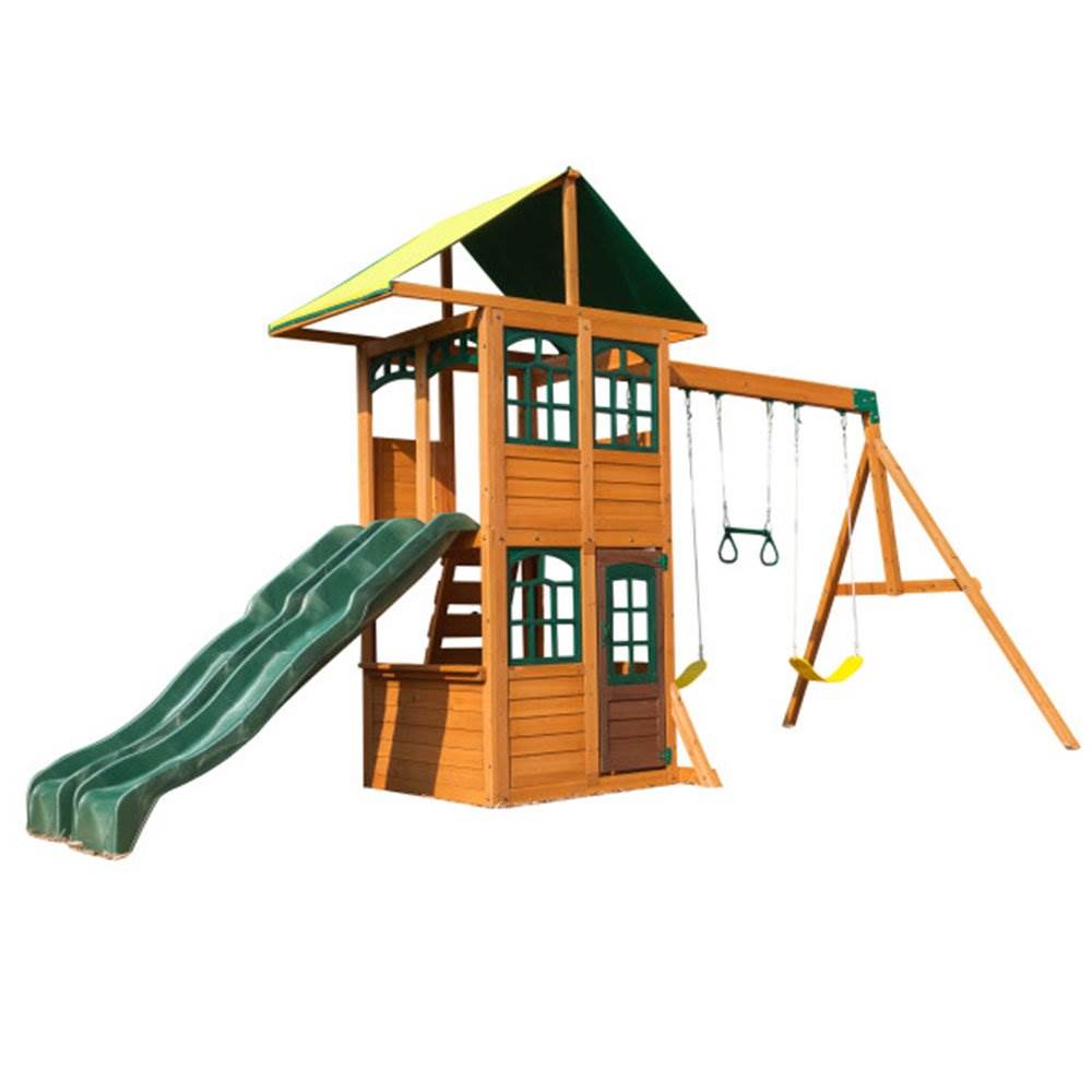 KidKraft Treasure Cove Wooden Outdoor Children Kids Playset Swingset Playground