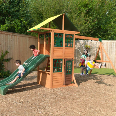 KidKraft Treasure Cove Wooden Outdoor Children Kids Playset Swingset Playground