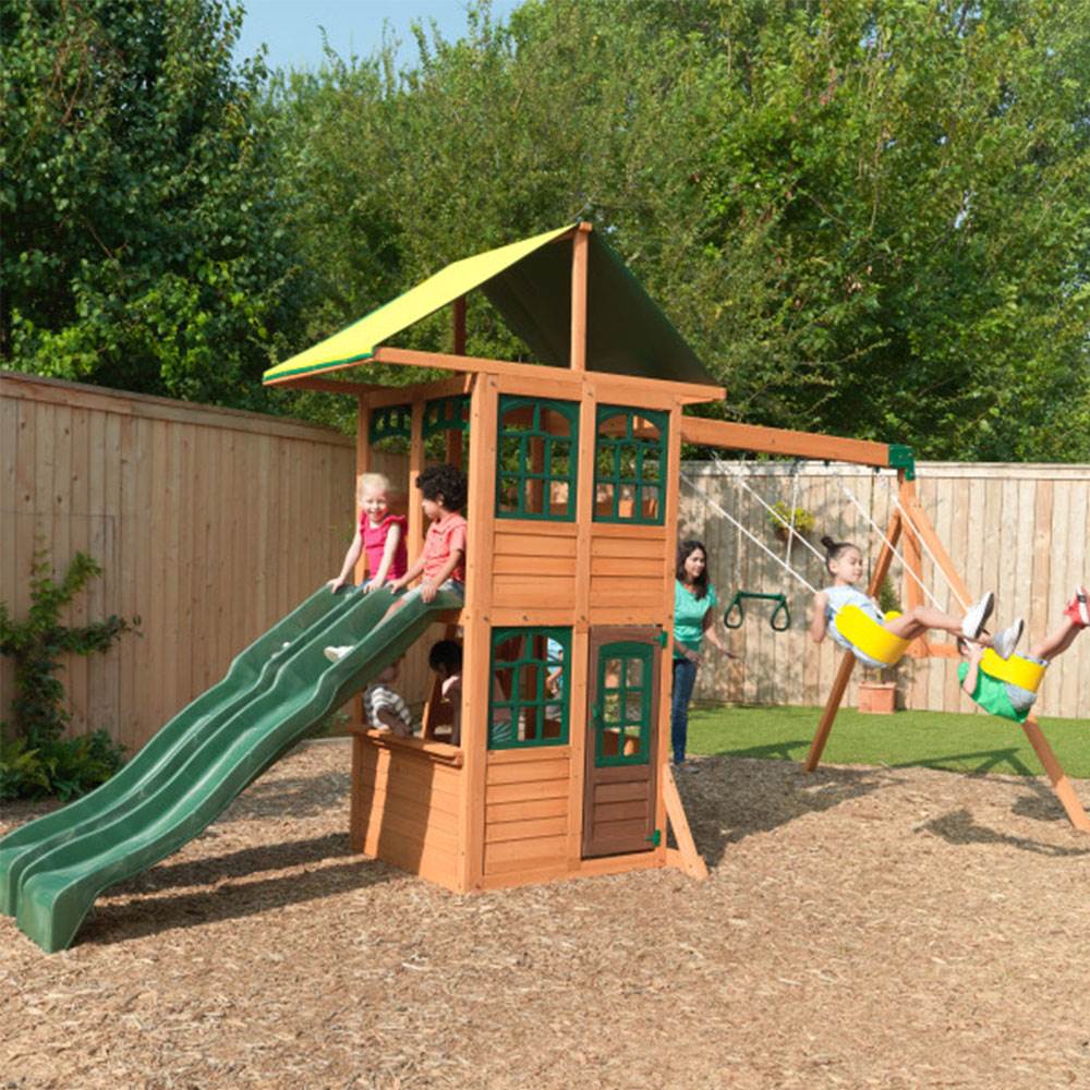 KidKraft Treasure Cove Wooden Outdoor Children Kids Playset Swingset Playground