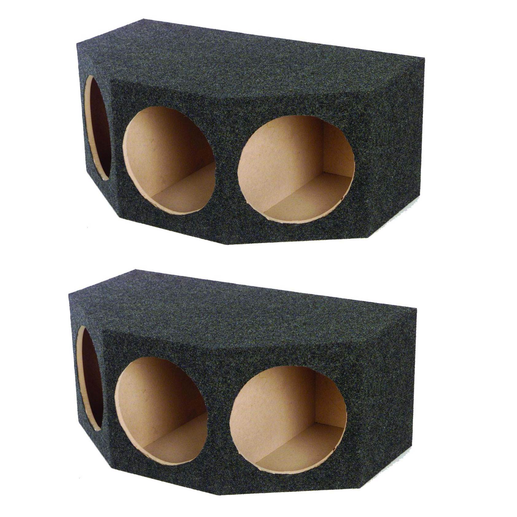 Q Power BASS12 3 Hole 12" Sealed Car Subwoofer Enclosure Box (2 Pack)