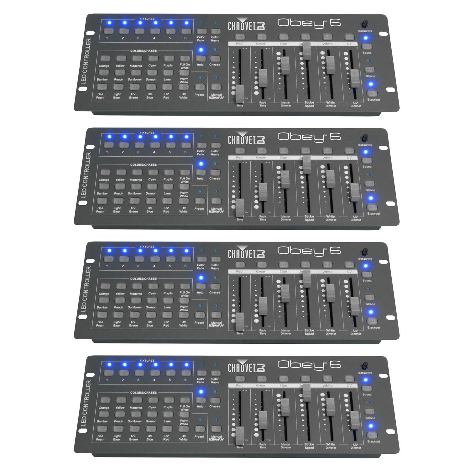 Chauvet 6-Channel DMX Universal DJ Lighting Controller Up To 6 Fixtures (4 Pack)