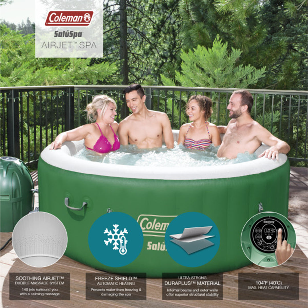 Coleman SaluSpa 6 Person Inflatable Hot Tub, Green