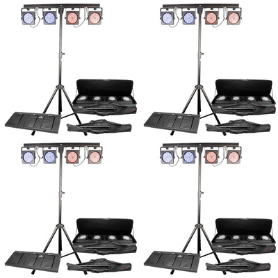 Chauvet DJ 4BAR USB DMX LED Wash Light System w/ Tripod & Footswitch (4 Pack)