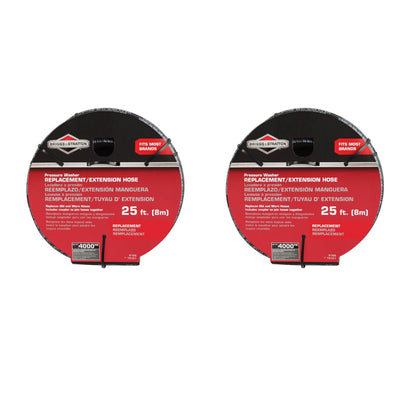 Briggs & Stratton Pressure Washer Black Extension Hose, 25 Feet Long (2 Pack)