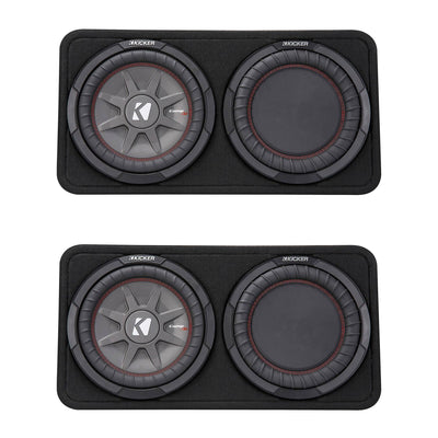 Kicker 800W Dual 10 Inch 4-Ohm Slim Shallow Loaded Subwoofer Enclosure (2 Pack)