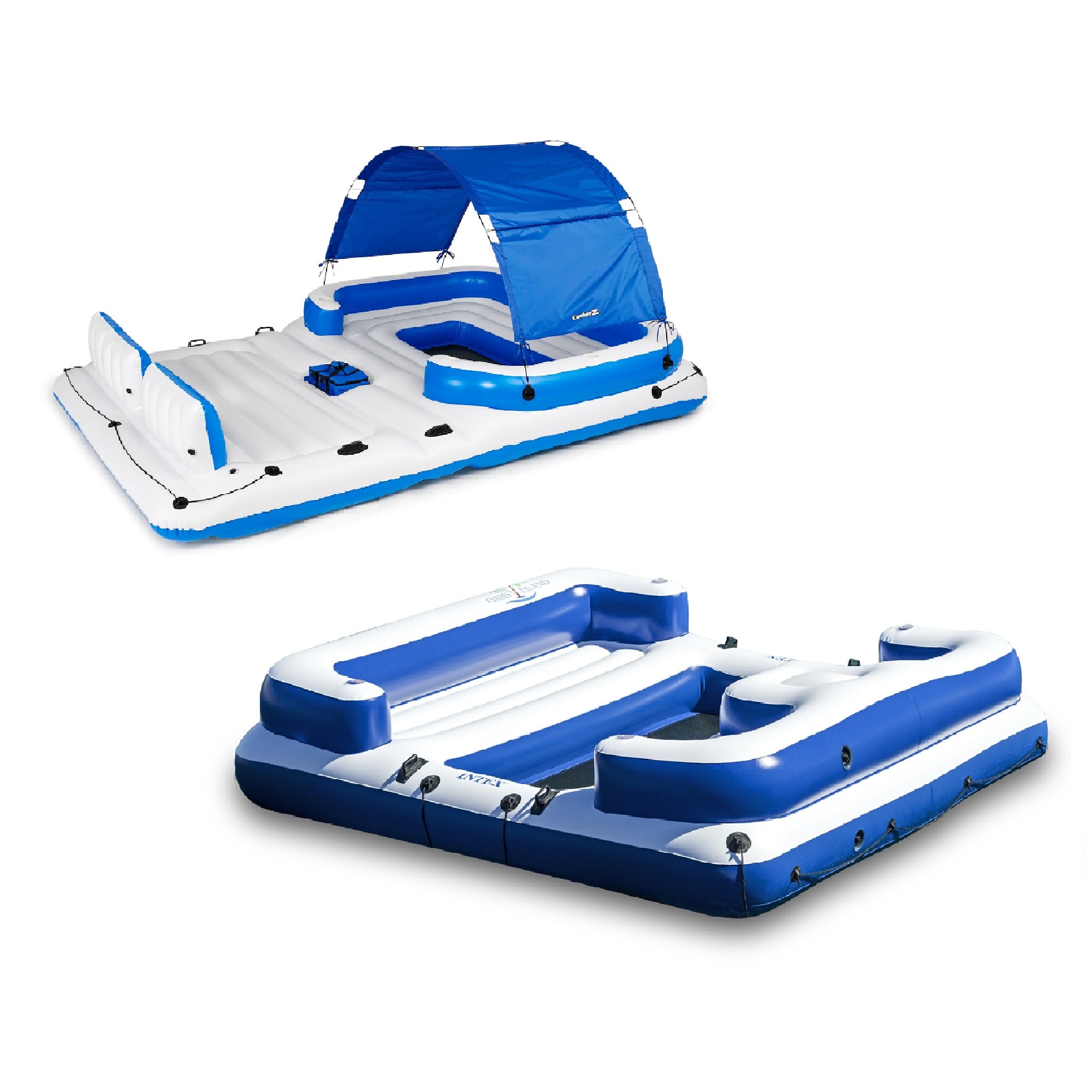 Bestway CoolerZ 6 Person Floating Island Lake/Pool Lounge & 5 Person Raft
