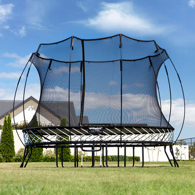 Springfree Outdoor 8 x 13 Ft Trampoline, Enclosure, Hoop Game, and Step Ladder