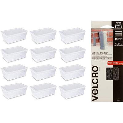Sterilite 6 Qt Plastic Storage Container (12) & Official VELCRO® Extreme Outdoor