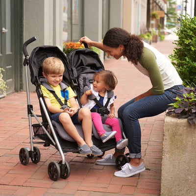 Evenflo Minno Double Seat Compact Fold Twin Baby Travel Stroller (Open Box)
