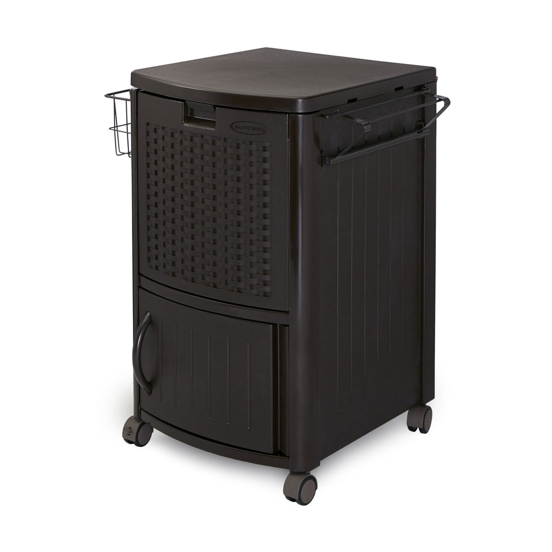 Patio Garbage Waste Trash Can Bundled w/ Patio Cooler w/ Cabinet & Wire Basket