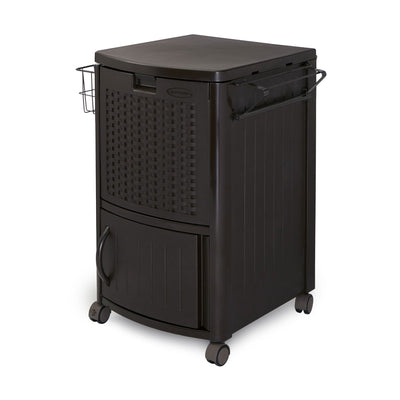 Suncast 77 Quart Patio Cooler w/ Cabinet and Basket w/ Wicker Trash Hideaway - VMInnovations
