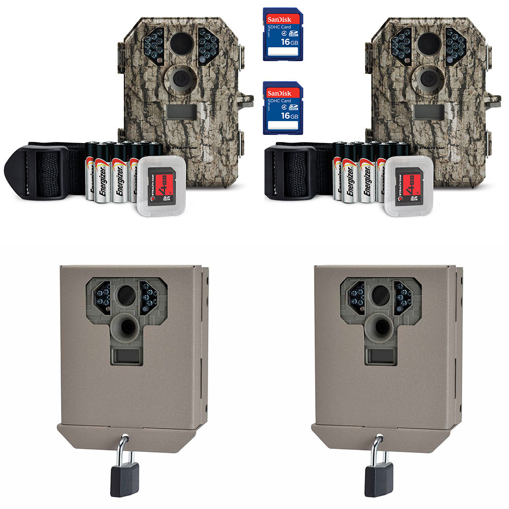 Stealth Cam Trail Camera w/ SD Card & Camera Security Bear-Proof Box (2 Pack) - VMInnovations
