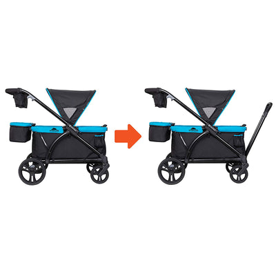 Baby Trend Expedition 2 in 1 Push or Pull Stroller Wagon Plus w/ Canopy, Blue (Refurbished)