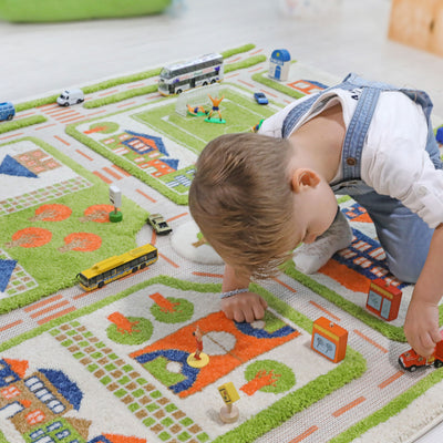 IVI 3D Play Carpet 71 x 52.5-inch Green Traffic Floor Rug Mat for Kids, Large - VMInnovations