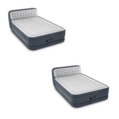Intex Ultra Plush Deluxe Air Mattress with Pump & Headboard, Queen (2 Pack)