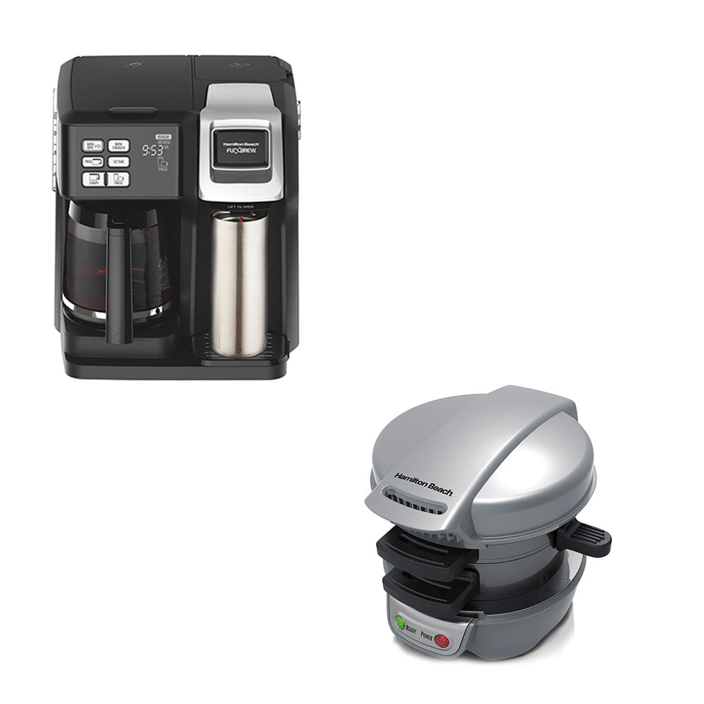 Hamilton Single Serve & Full Pot Coffee Maker w/ Press Breakfast Sandwich Maker