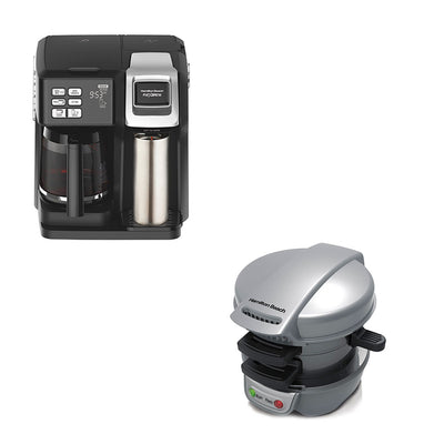 Hamilton Single Serve & Full Pot Coffee Maker w/ Press Breakfast Sandwich Maker