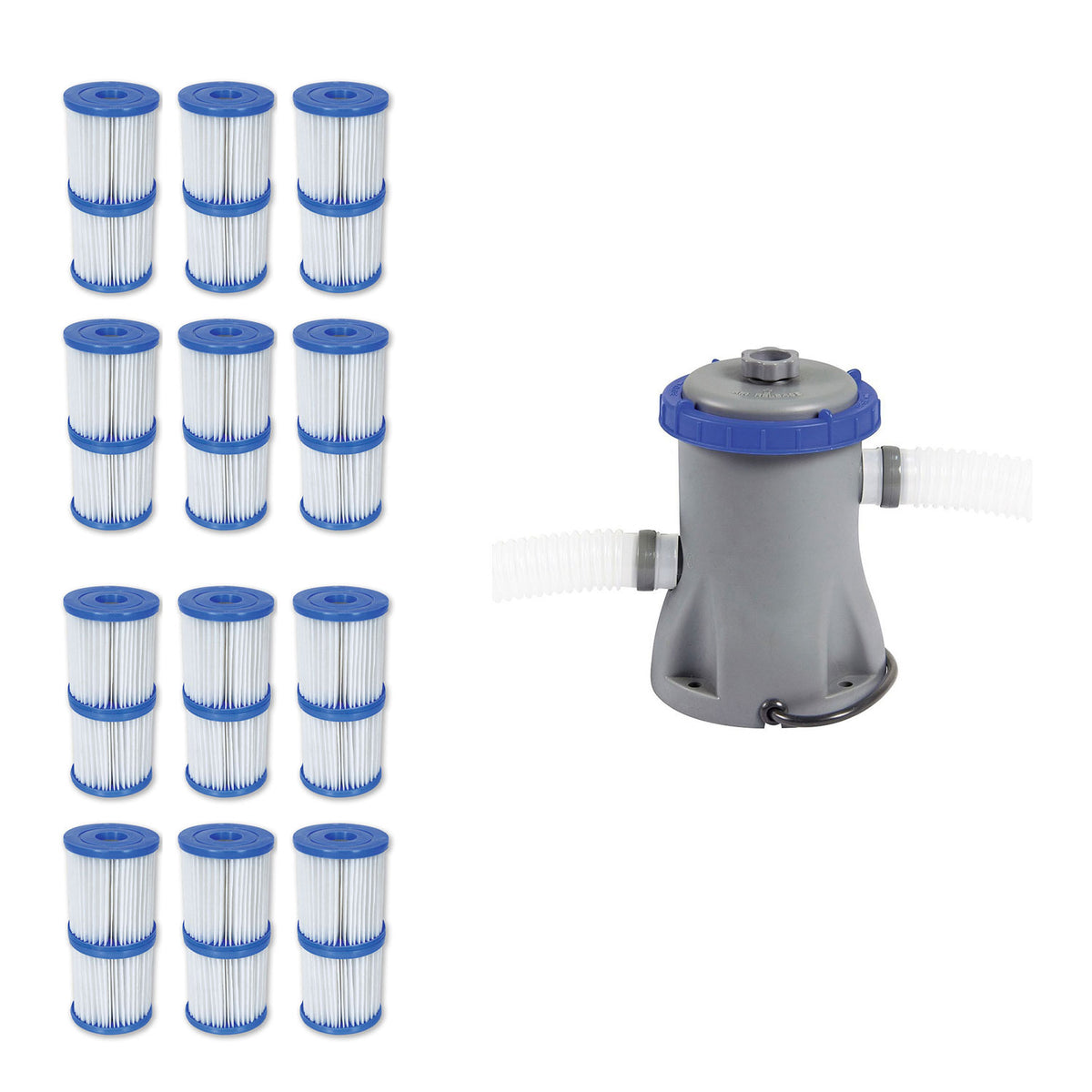 Bestway Type V/K 330 GPH Filter Cartridge (12 Pack) + Filter Pump System
