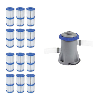 Bestway Type V/K 330 GPH Filter Cartridge (12 Pack) + Filter Pump System