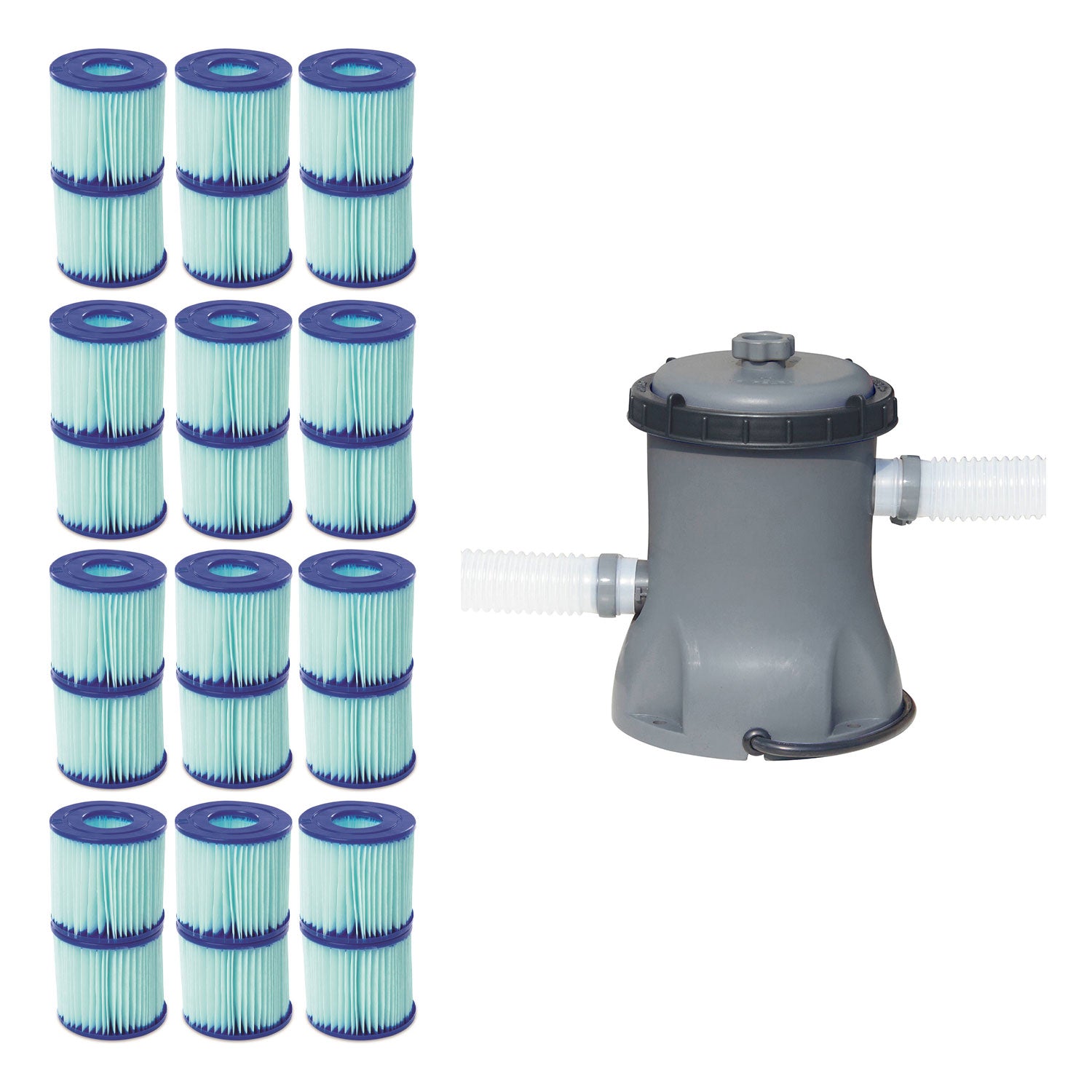 Bestway Pool Filter Pump Cartridge Type VII/D (12 Pack) + Pool Filter Pump - VMInnovations
