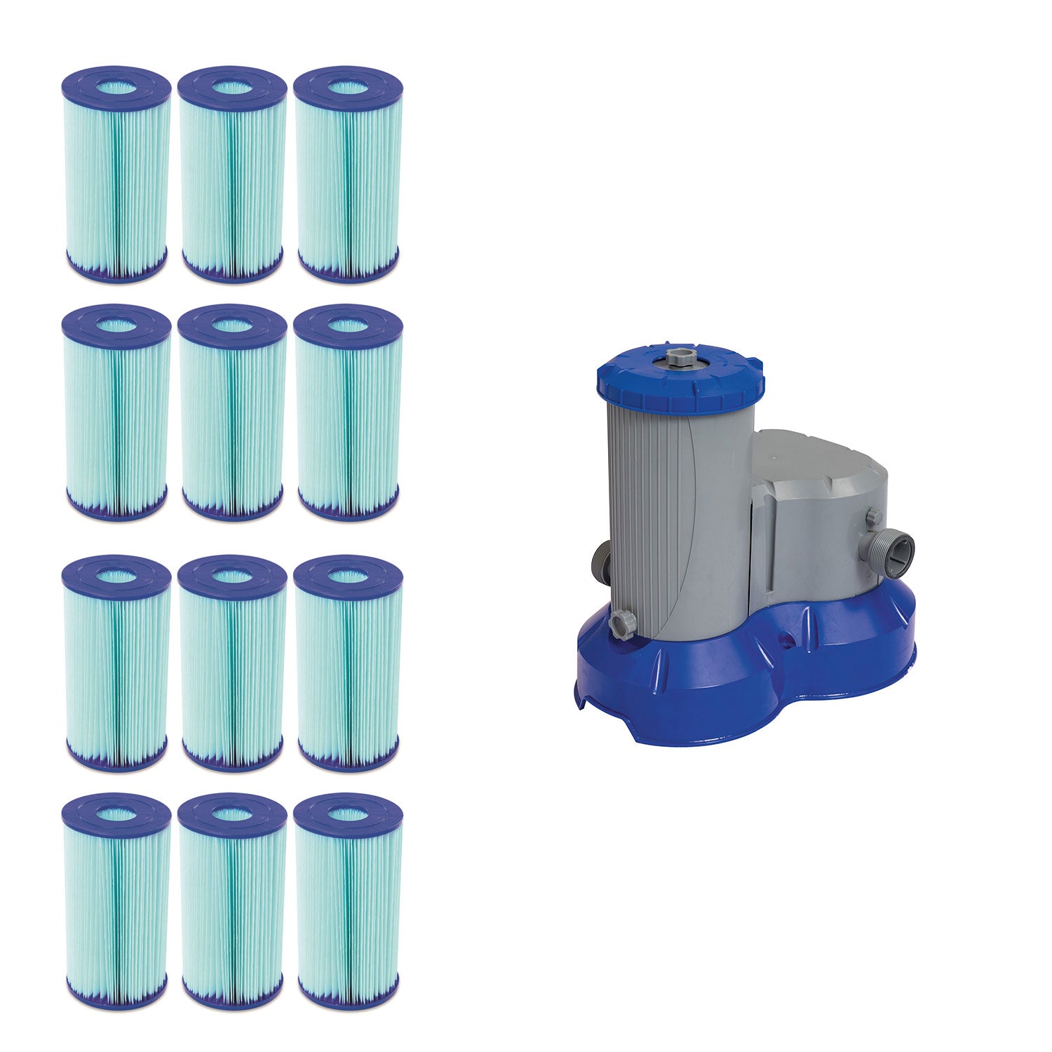 Bestway Type IV/B Pool Filter Cartridge(12 Pack) + Above Ground Pool Filter Pump - VMInnovations